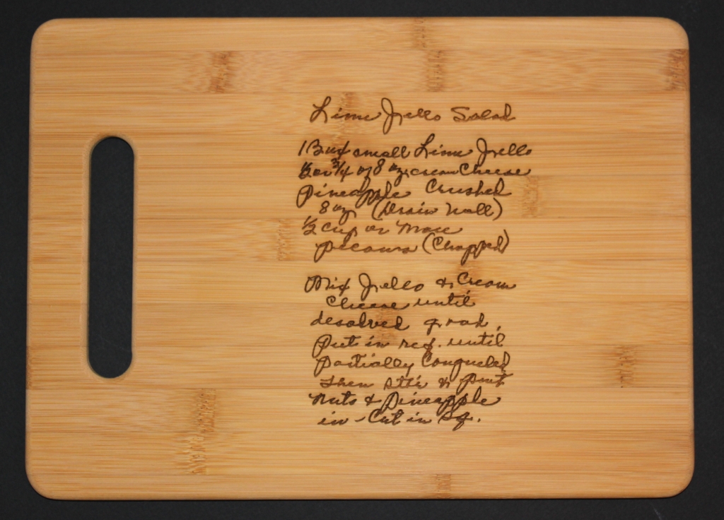 Cutting Board with a Scanned recipe