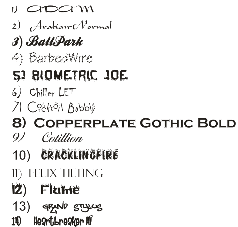 Fonts 1-14